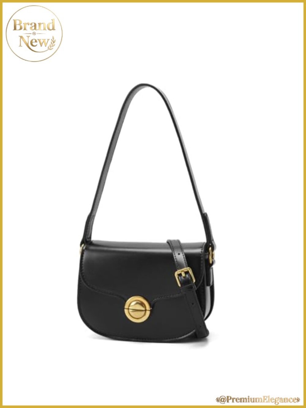 Vintage Saddle Crossbody Bag PU Leather Adjustable Strap Small Handbag